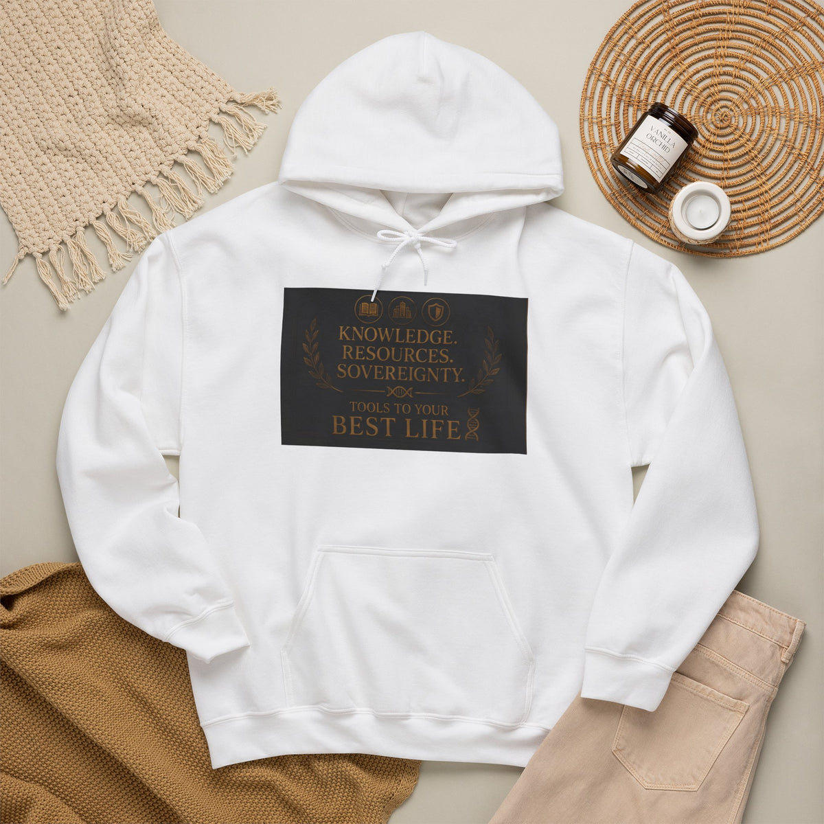 Hoodie — "Knowledge, Discipline & Sovereignty" Inspirational Graphic Hoodie