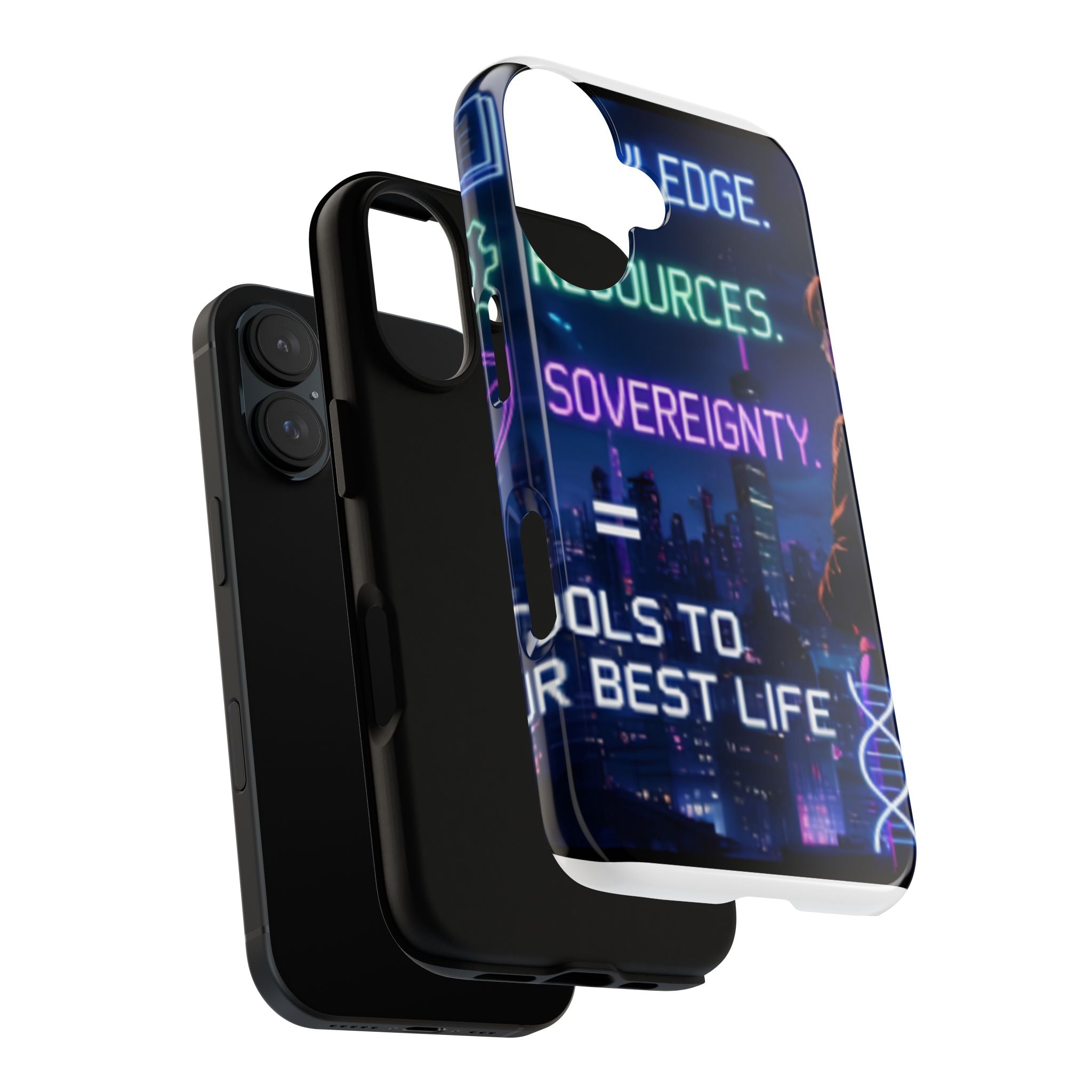Cyberpunk 'Sovereignty' Phone Case – Neon City Motivational Design