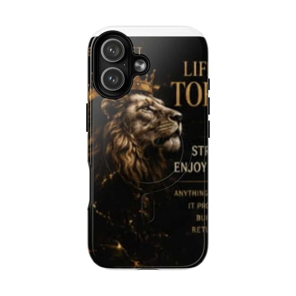 Lion Motivational Tough Magnetic Phone Case — "Life to the Fullest" Inspirational Design