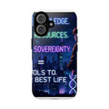 Cyberpunk 'Sovereignty' Phone Case – Neon City Motivational Design