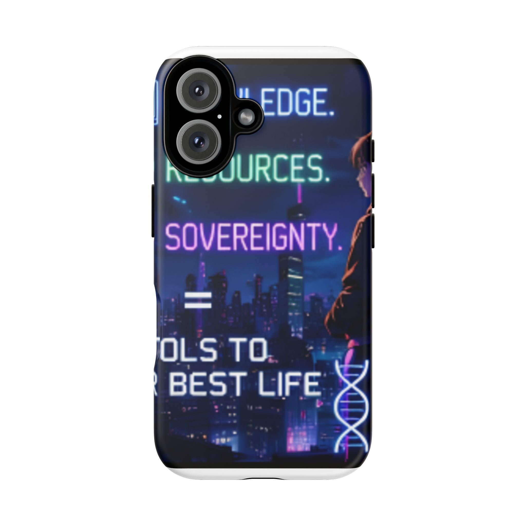 Cyberpunk 'Sovereignty' Phone Case – Neon City Motivational Design