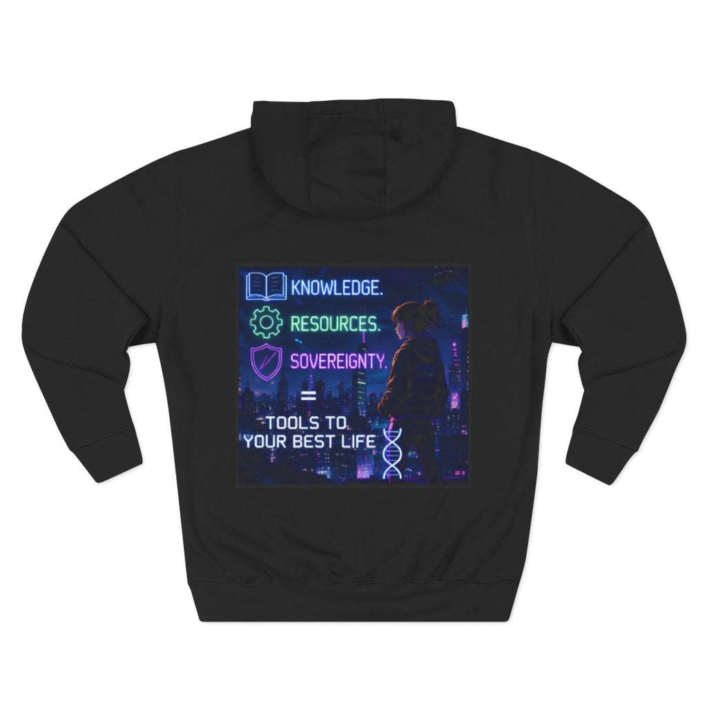 Hoodie - "Knowledge. Resources. Sovereignty." Motivational Graphic Fleece Hoodie
