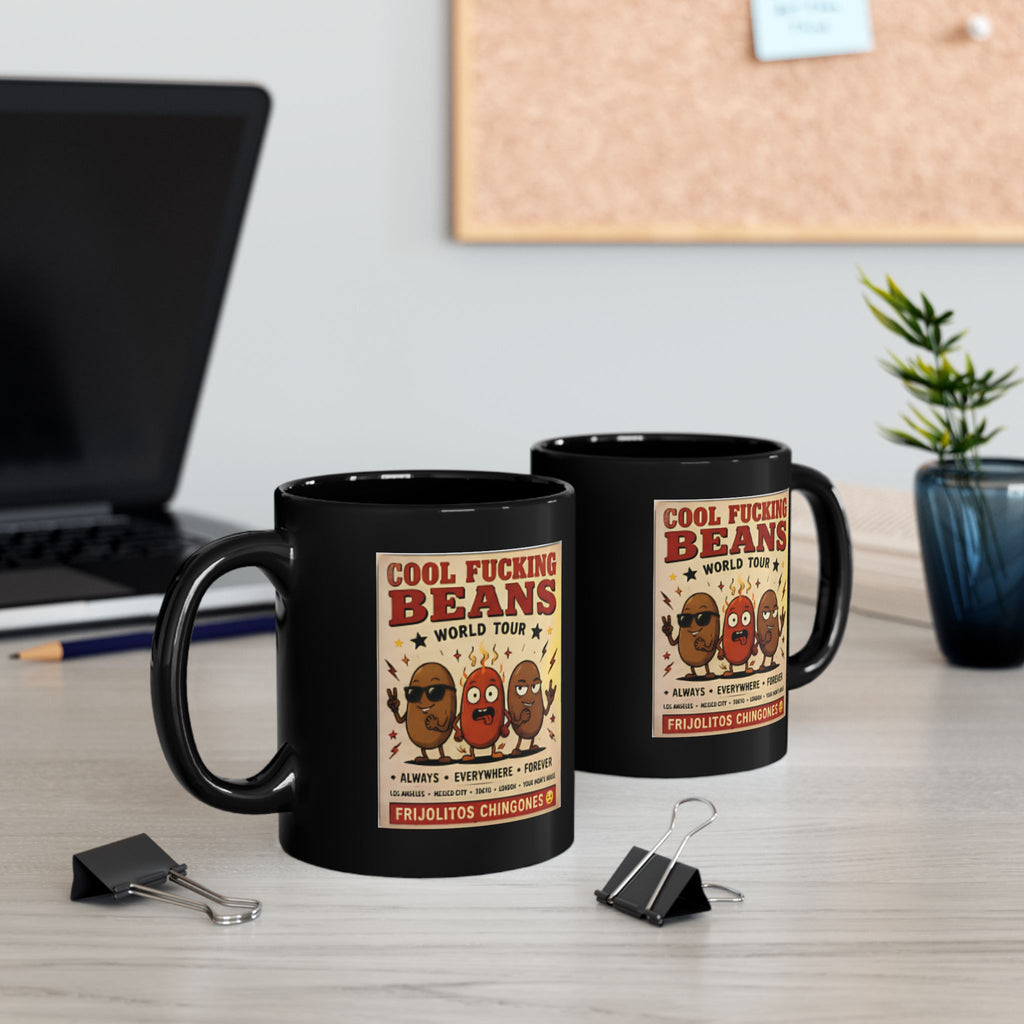 Cool Fucking Beans Mug — Funny Coffee Cup with Retro Cartoon Beans Design