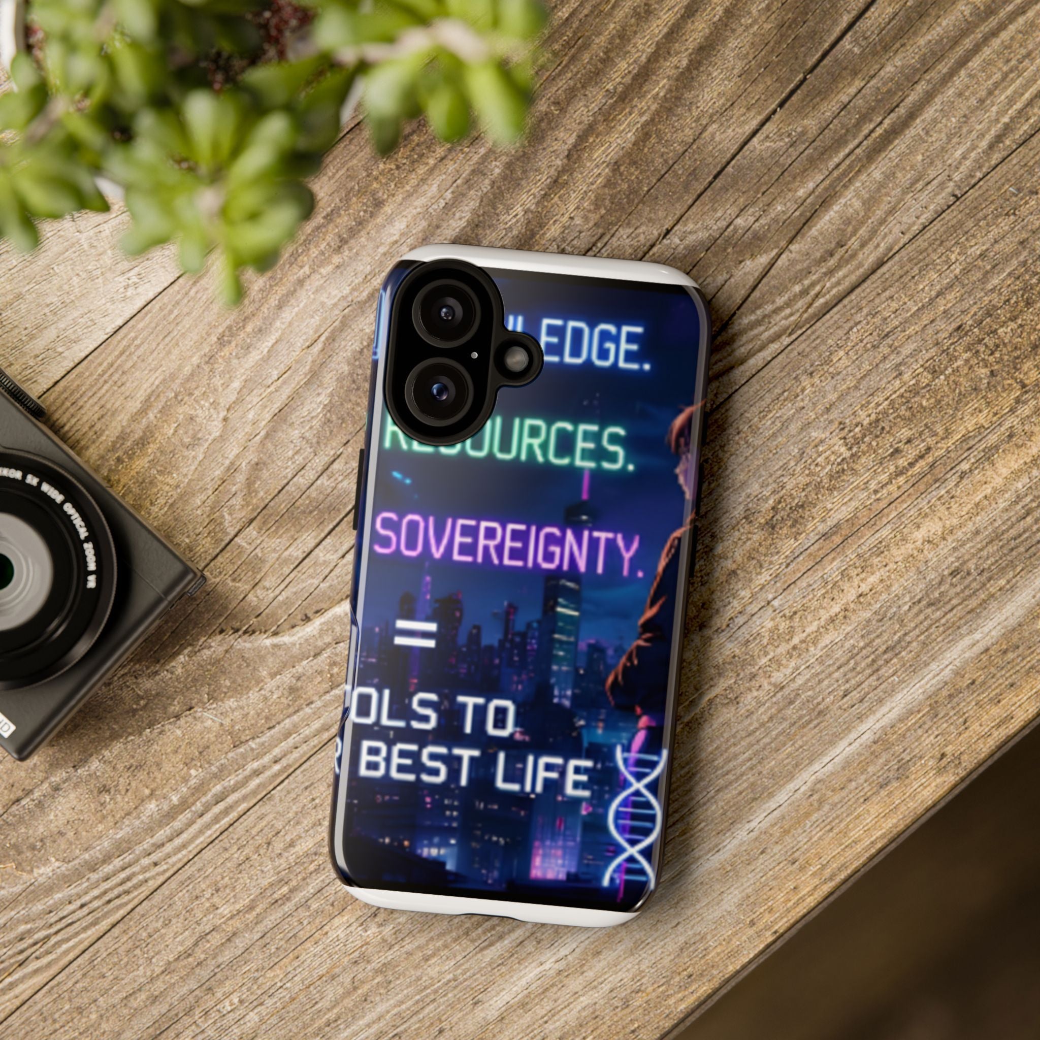 Cyberpunk 'Sovereignty' Phone Case – Neon City Motivational Design