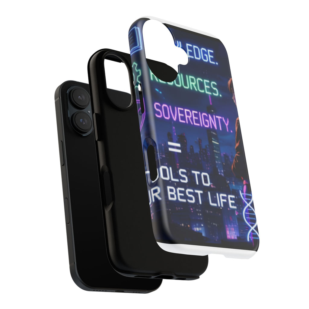 Cyberpunk 'Sovereignty' Phone Case – Neon City Motivational Design