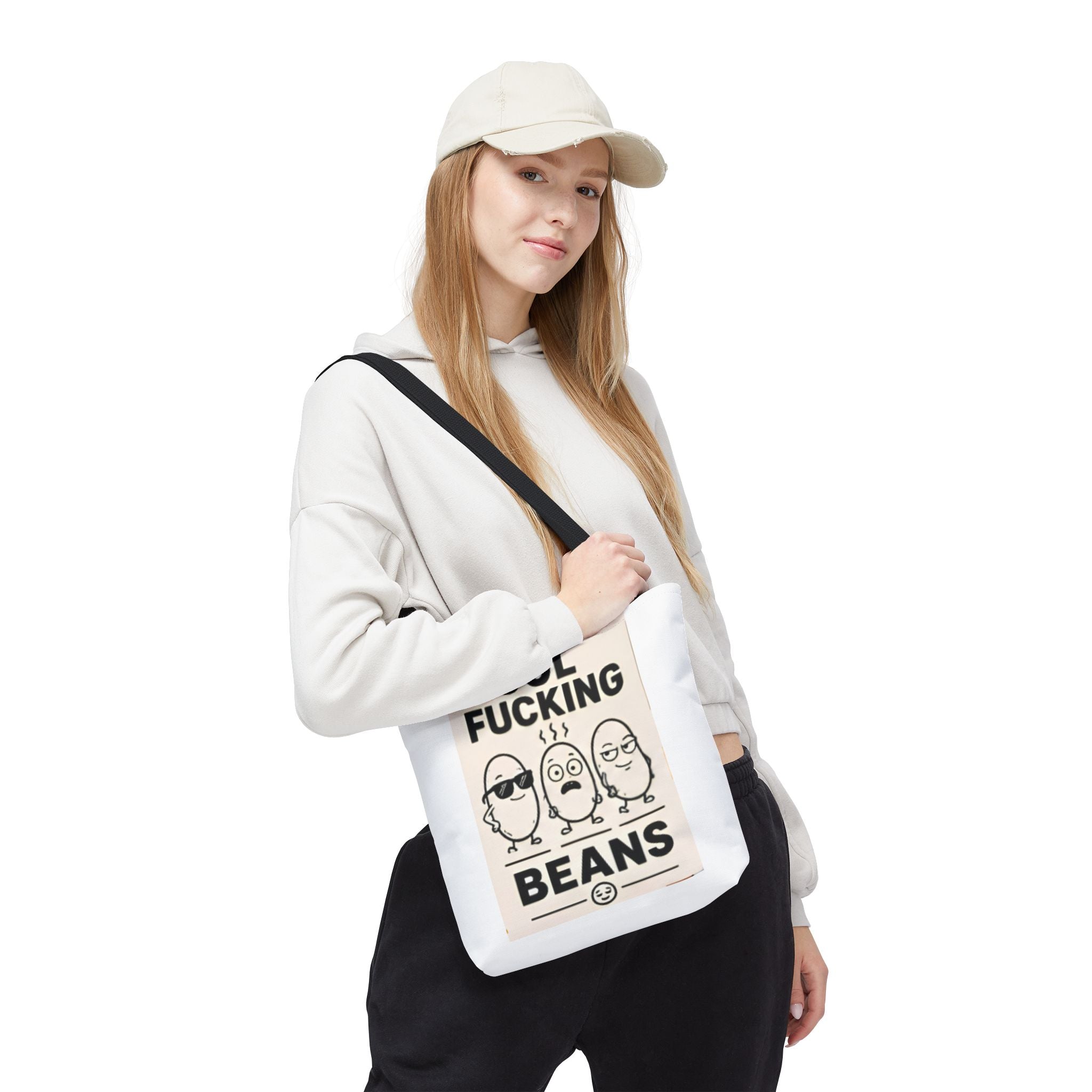 Cool Fucking Beans Tote Bag — Funny Cartoon Beans Graphic Tote