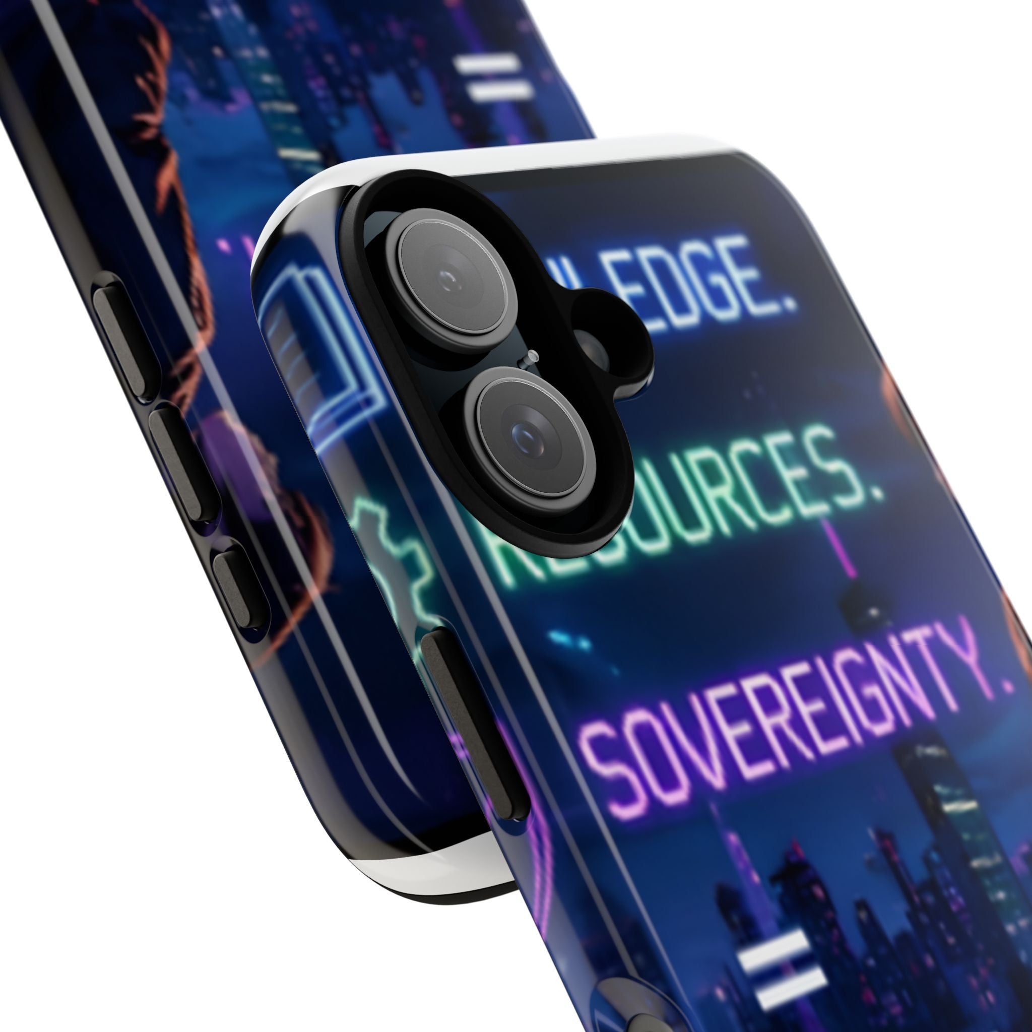 Cyberpunk 'Sovereignty' Phone Case – Neon City Motivational Design
