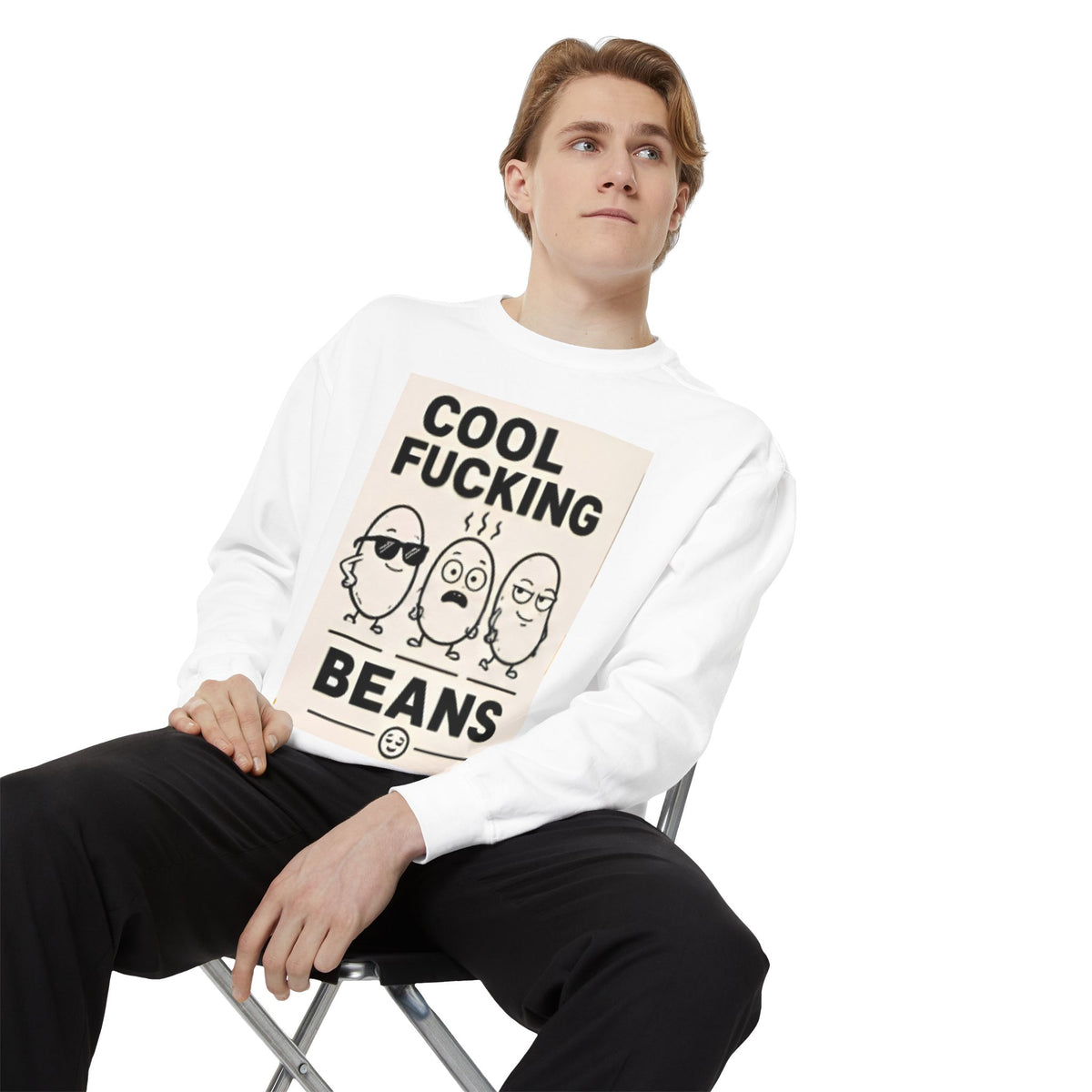 Cool Fucking Beans Sweatshirt — Funny Retro Bean Cartoon Graphic