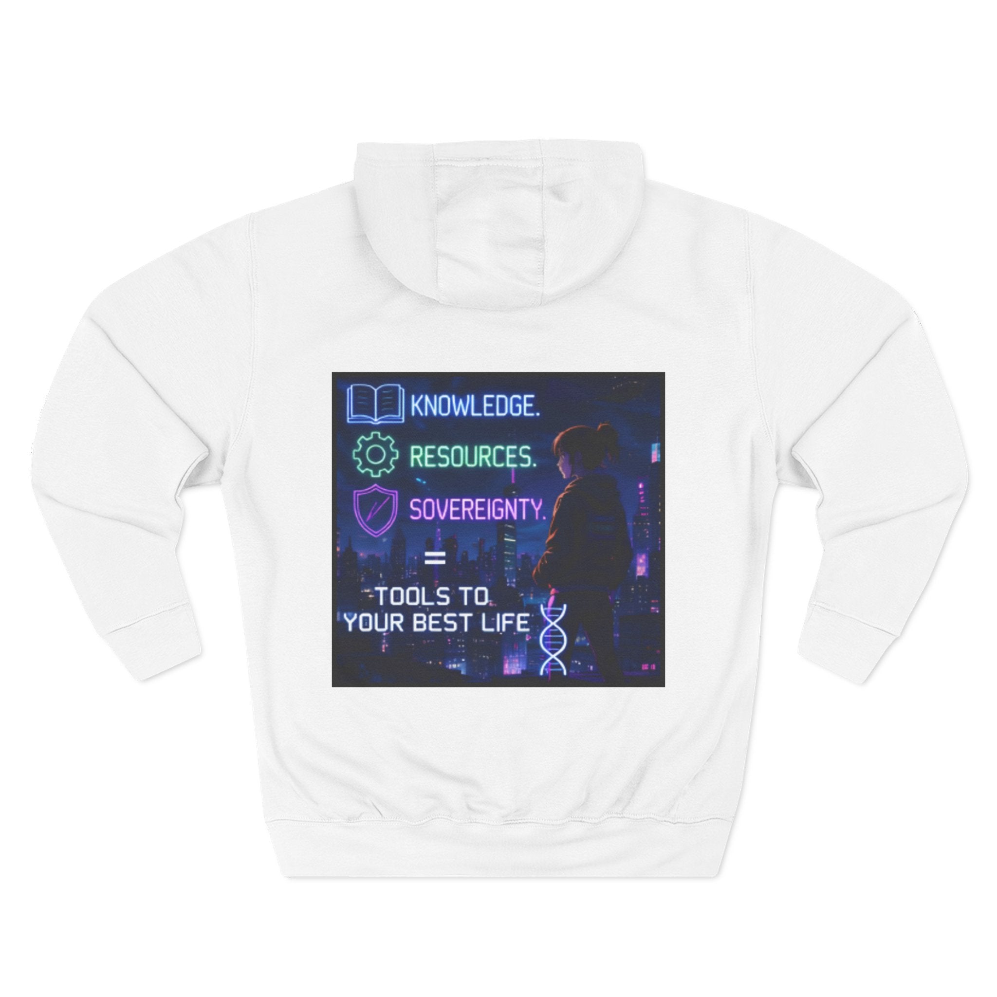 Hoodie - "Knowledge. Resources. Sovereignty." Motivational Graphic Fleece Hoodie