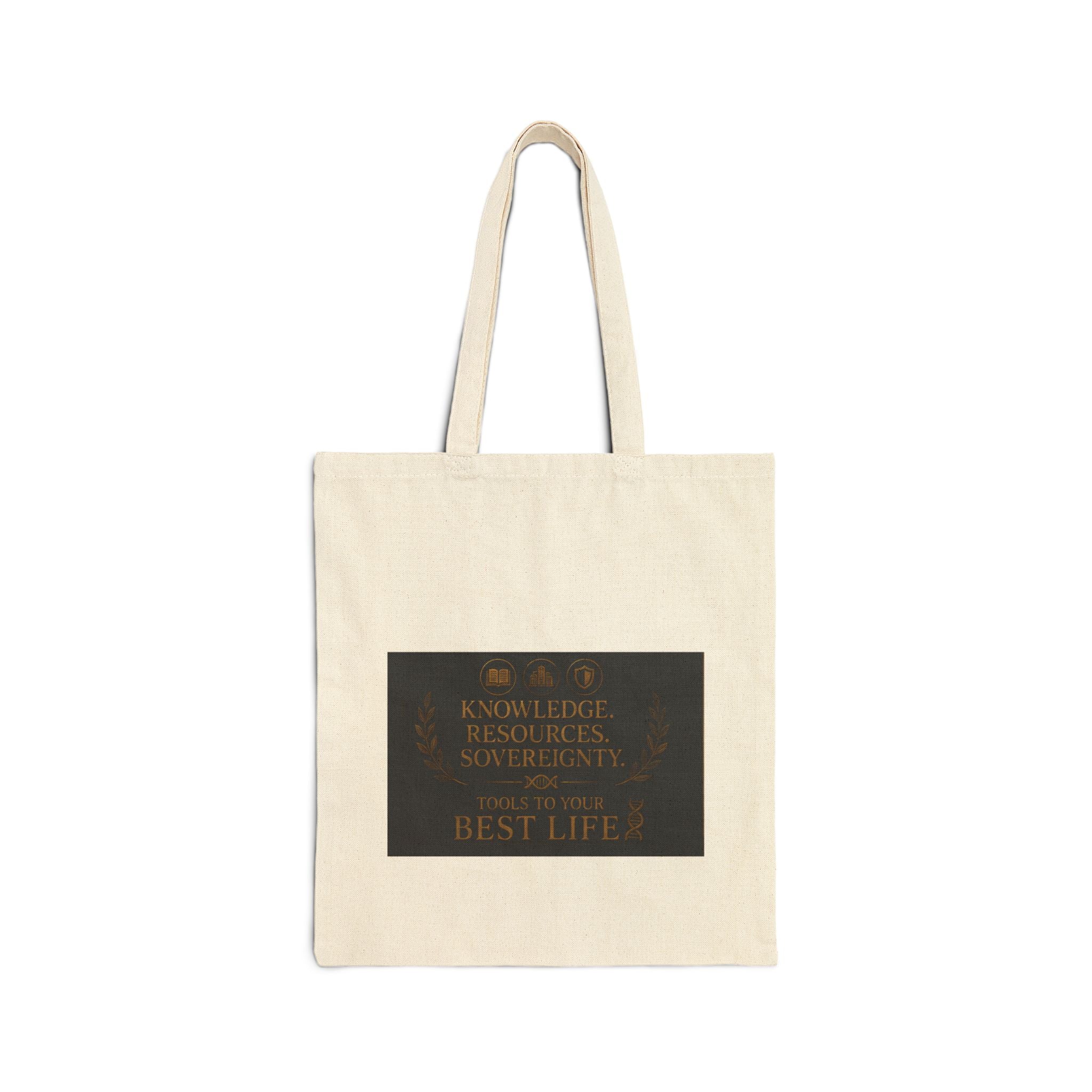 Canvas Tote Bag — Inspirational 'Knowledge, Resources, Support' Quote Design
