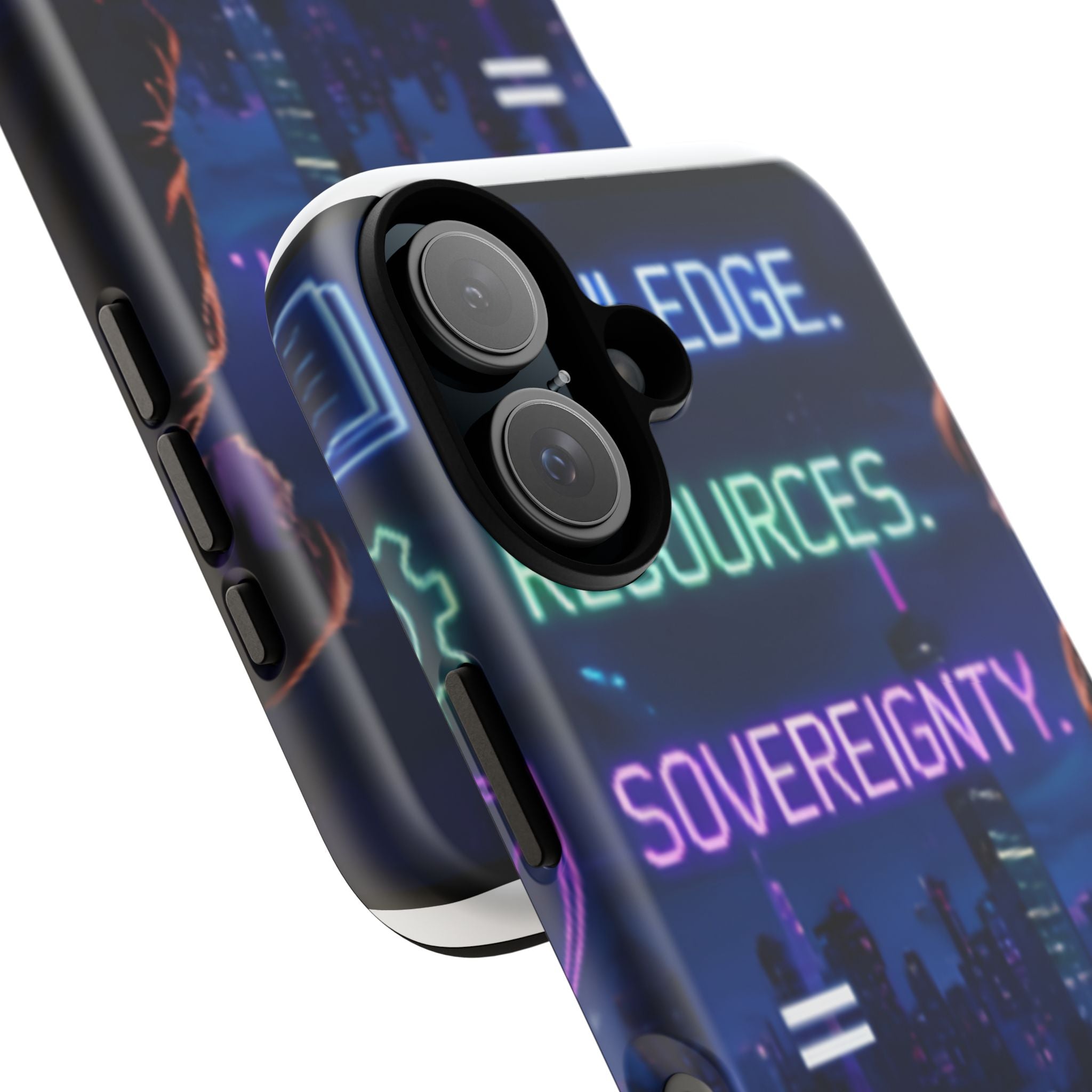 Cyberpunk 'Sovereignty' Phone Case – Neon City Motivational Design