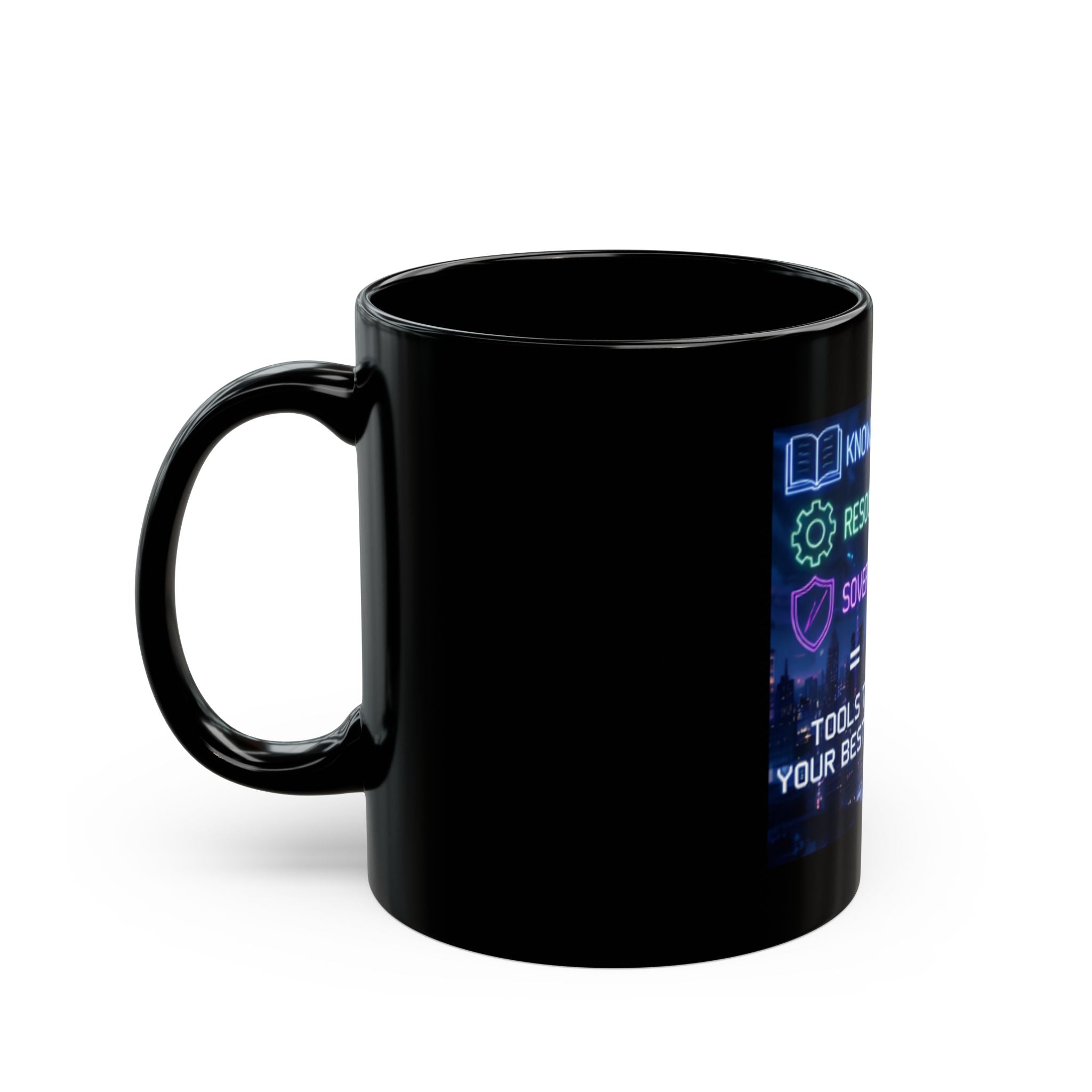 Empowerment Mug — "Knowledge. Resources. Sovereignty." Cyberpunk Coffee Cup (11oz/15oz)