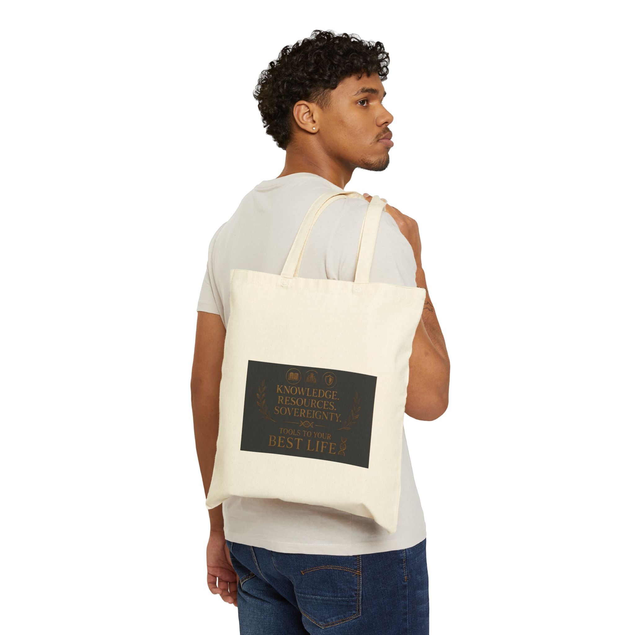 Canvas Tote Bag — Inspirational 'Knowledge, Resources, Support' Quote Design