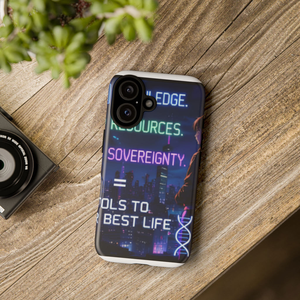 Cyberpunk 'Sovereignty' Phone Case – Neon City Motivational Design