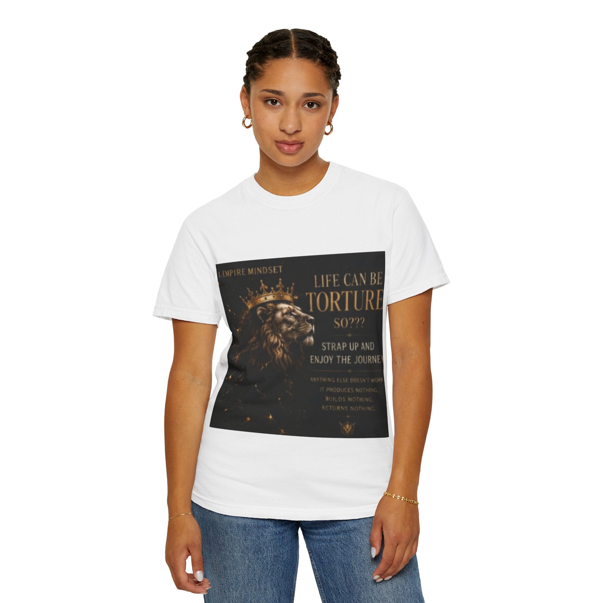 Lion Crown T-Shirt — "Life Can Be Torture" Motivational Graphic Tee