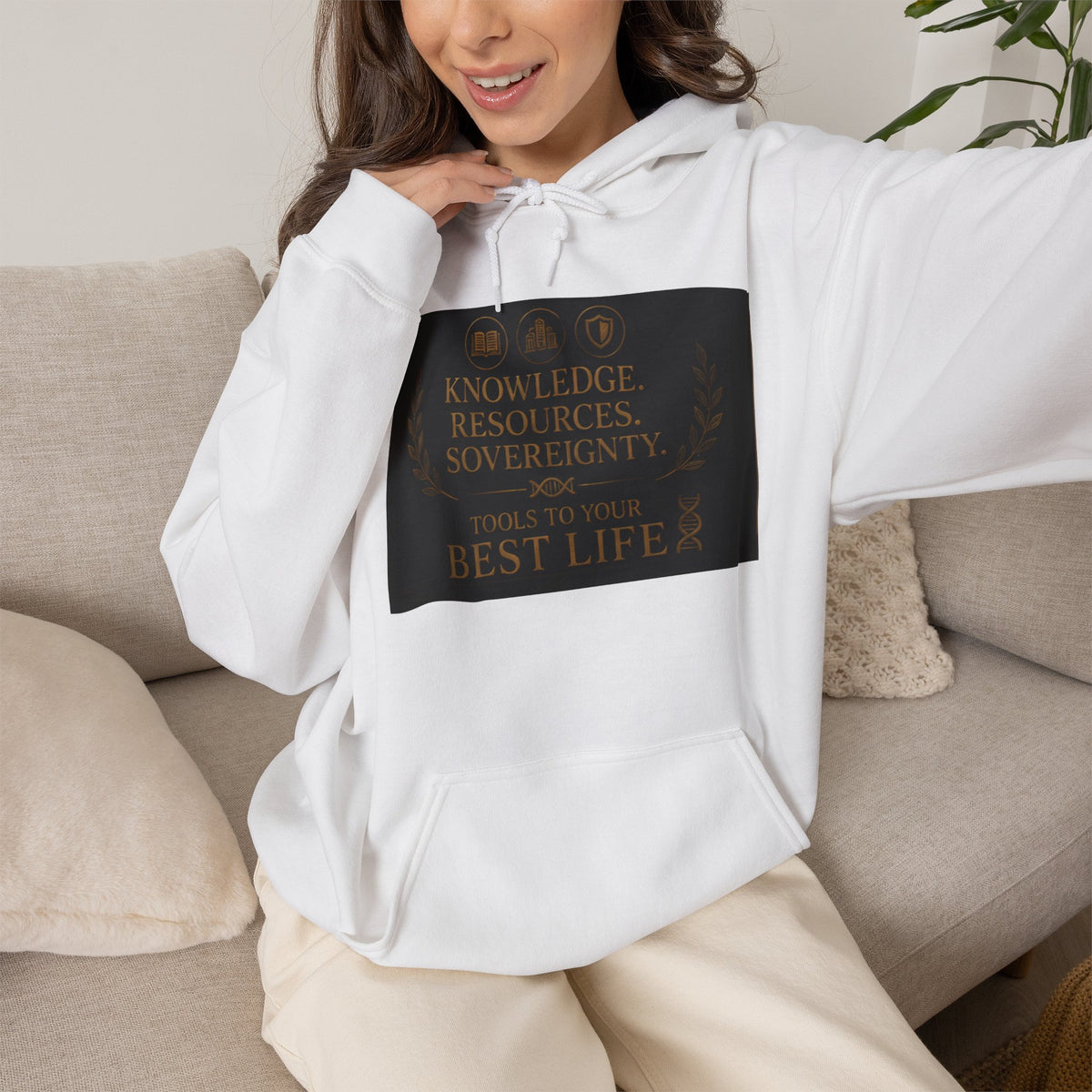 Hoodie — "Knowledge, Discipline & Sovereignty" Inspirational Graphic Hoodie