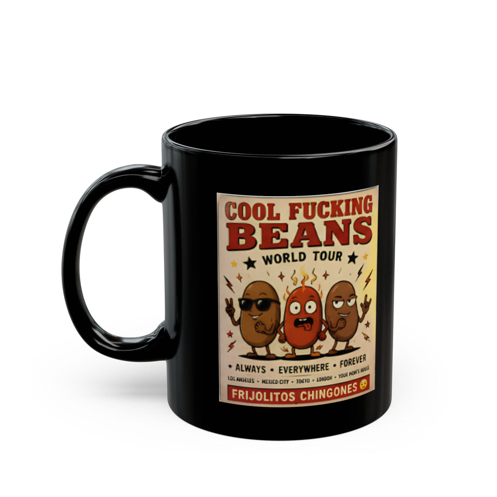 Cool Fucking Beans Mug — Funny Coffee Cup with Retro Cartoon Beans Design